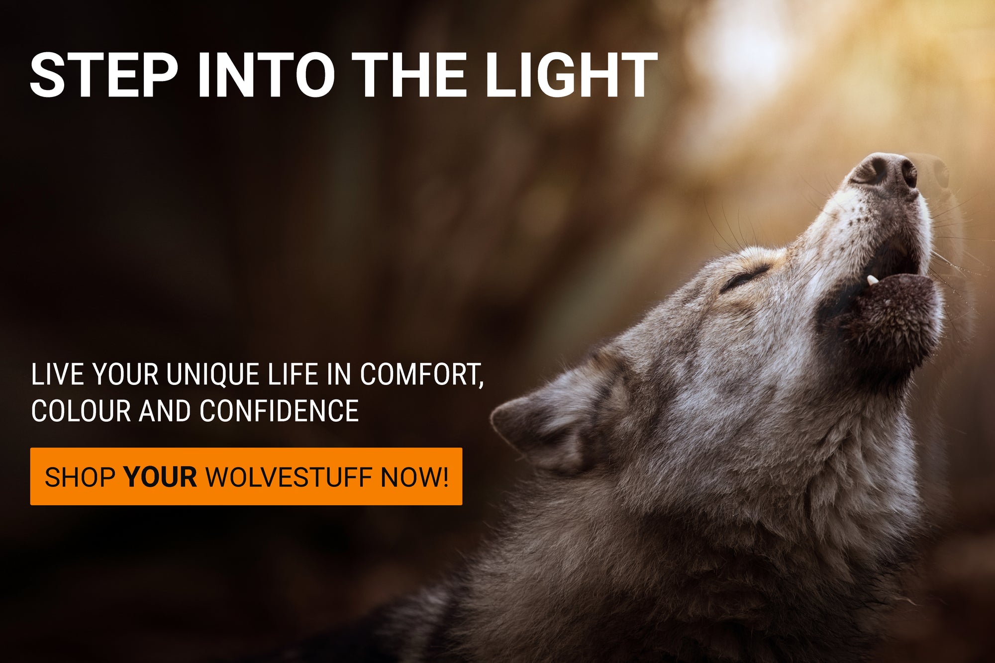 Wolf stuff? A howling wolf inviting you to step into the light and shop at vitelpharma