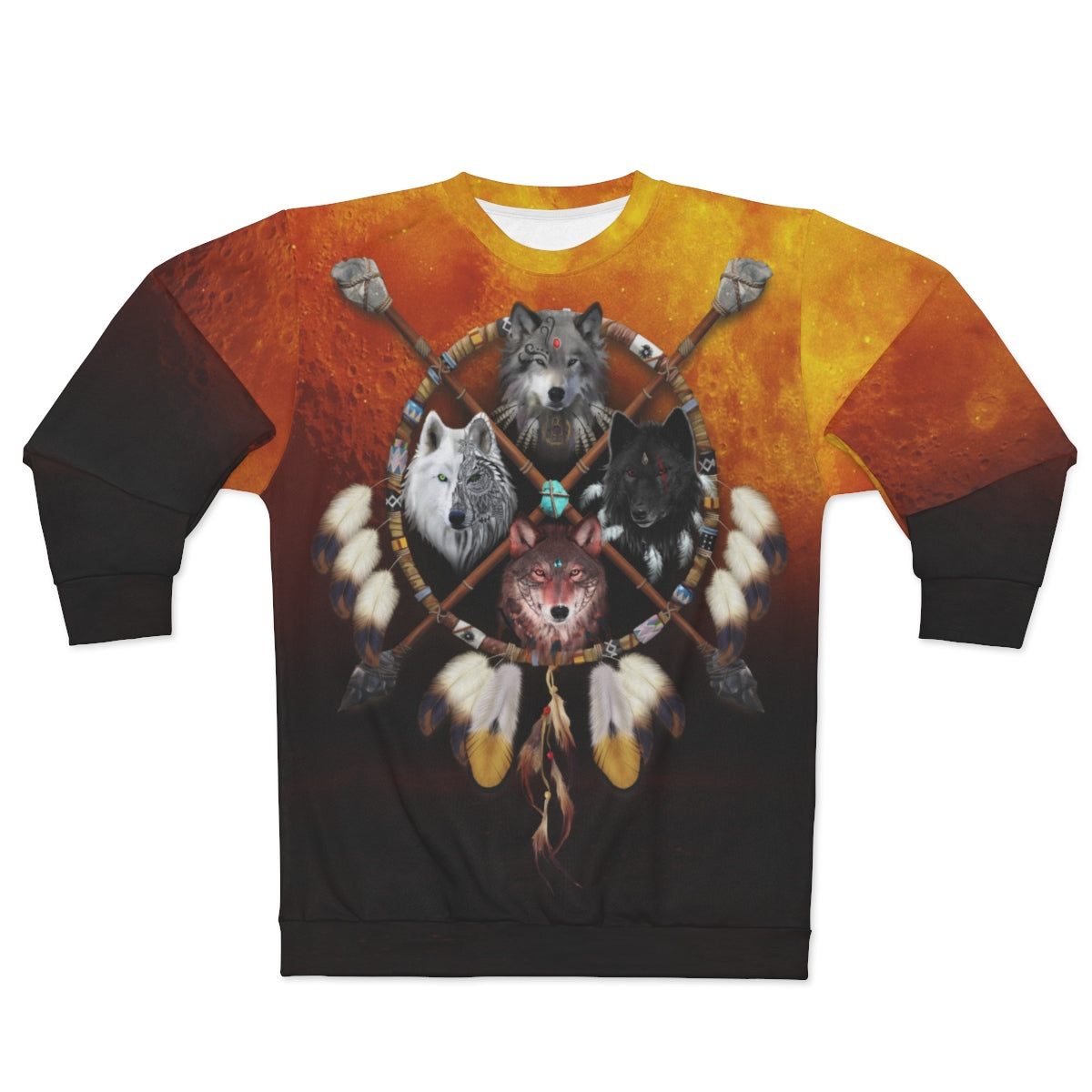 4 Wolves Warrior Dark All Over Print Sweatshirt